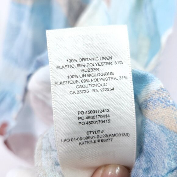 Aritzia Wilfred Linen Mini Dress Size Small Water Color Tiered Shirred Top - Picture 7 of 11